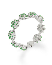 Damasco Bracelet in 18kt White Gold and Emeralds