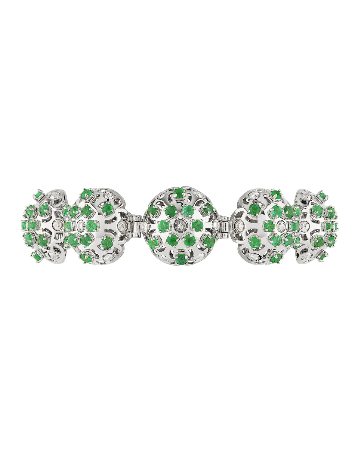 Damasco Bracelet in 18kt White Gold and Emeralds
