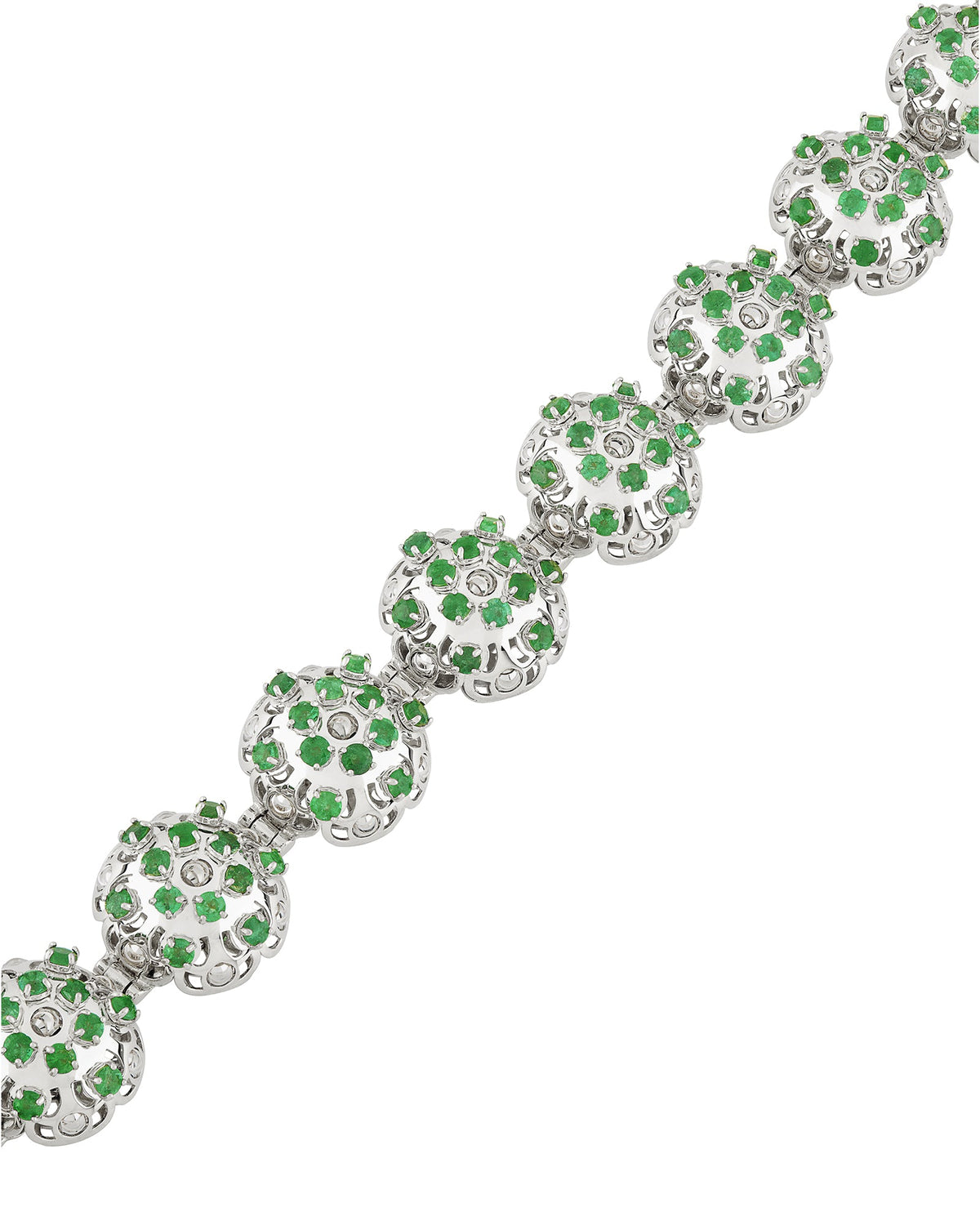 Damasco Bracelet in 18kt White Gold and Emeralds
