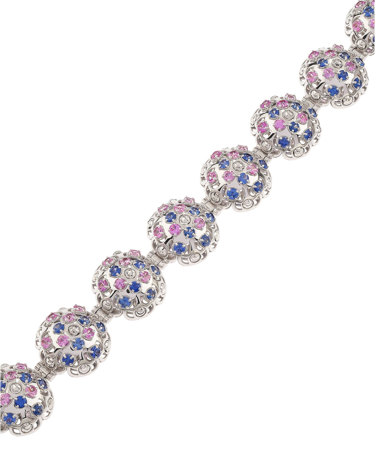Damasco Bracelet in 18kt White Gold and Sapphires