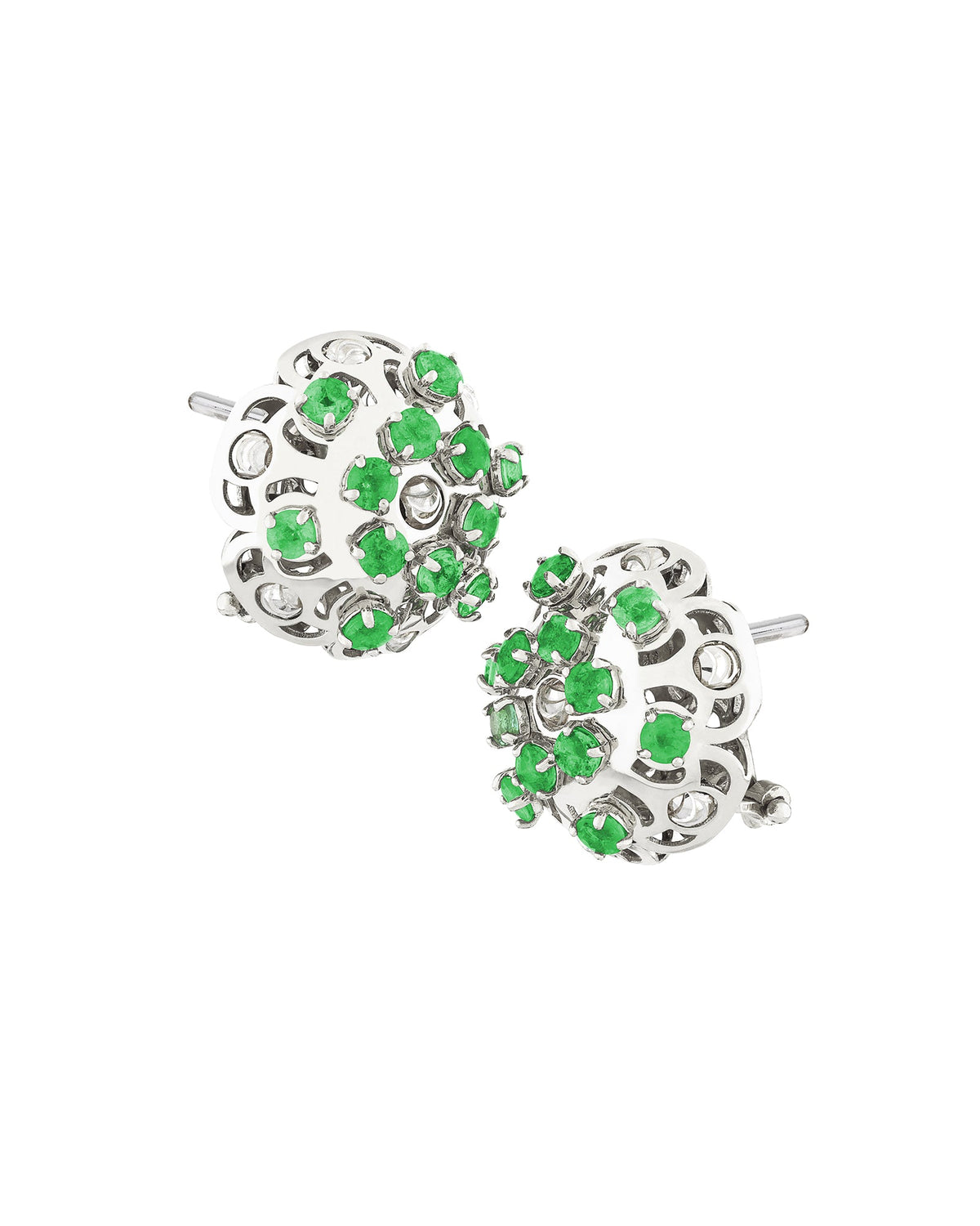 Damasco Earrings in 18kt White Gold and Emeralds