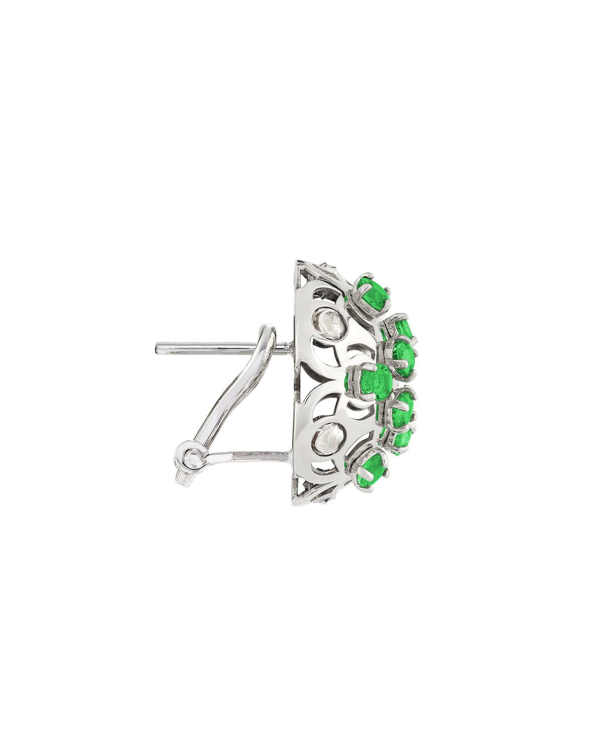 Damasco Earrings in 18kt White Gold and Emeralds