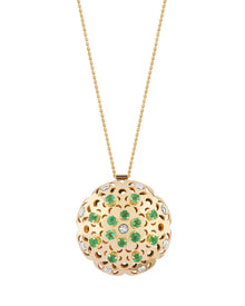 Damasco Large Necklace in 18kt Gold and Emeralds