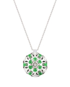 Damasco Small Necklace in 18kt White Gold and Emeralds
