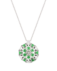 Damasco Small Necklace in 18kt White Gold and Emeralds
