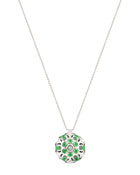 Damasco Small Necklace in 18kt White Gold and Emeralds