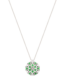 Damasco Small Necklace in 18kt White Gold and Emeralds