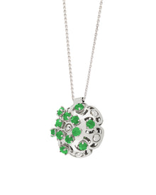 Damasco Small Necklace in 18kt White Gold and Emeralds
