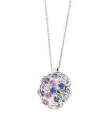 Damascus Small Necklace in 18kt White Gold and Sapphires