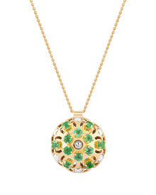 Damasco Small Necklace in 18kt Gold and Emeralds