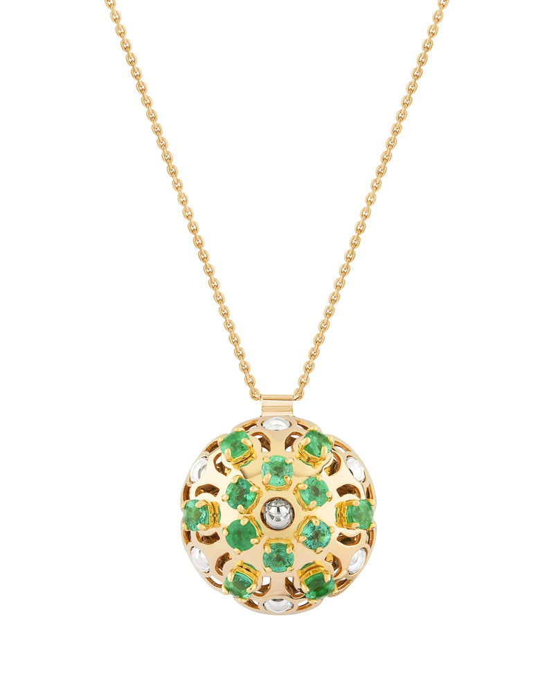 Damascus Small Necklace in 18kt Gold and Emeralds