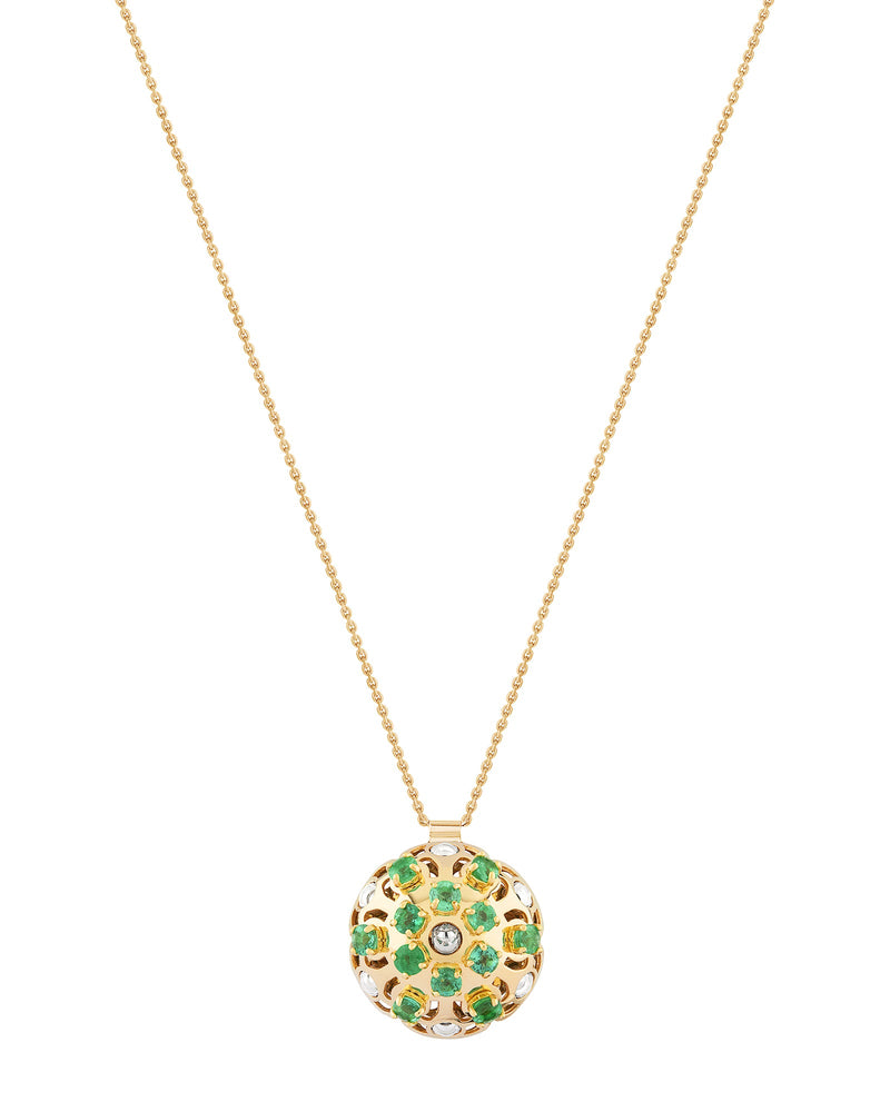 Damascus Small Necklace in 18kt Gold and Emeralds