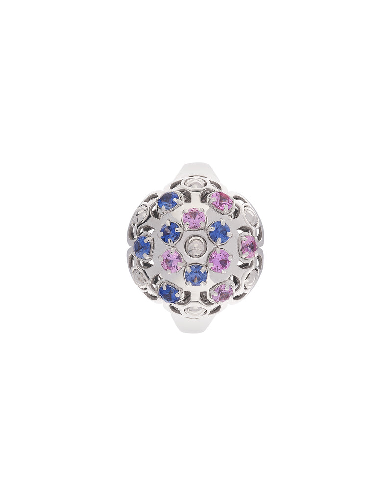 Damasco Small Ring in 18kt White Gold and Sapphires