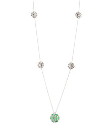 Damasco Station Necklace in 18kt White Gold and Emeralds