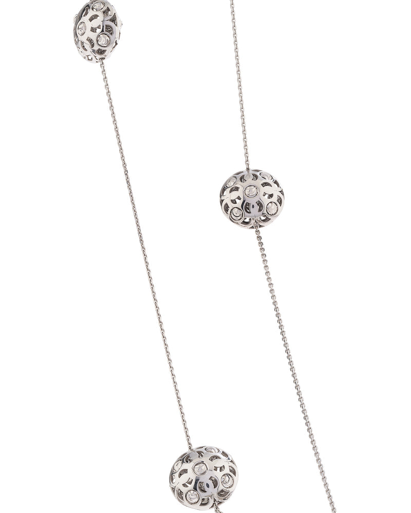 Damascus Station Necklace in 18kt White Gold and Emeralds