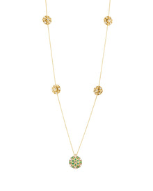 Damasco Station Necklace in 18kt Gold and Emeralds