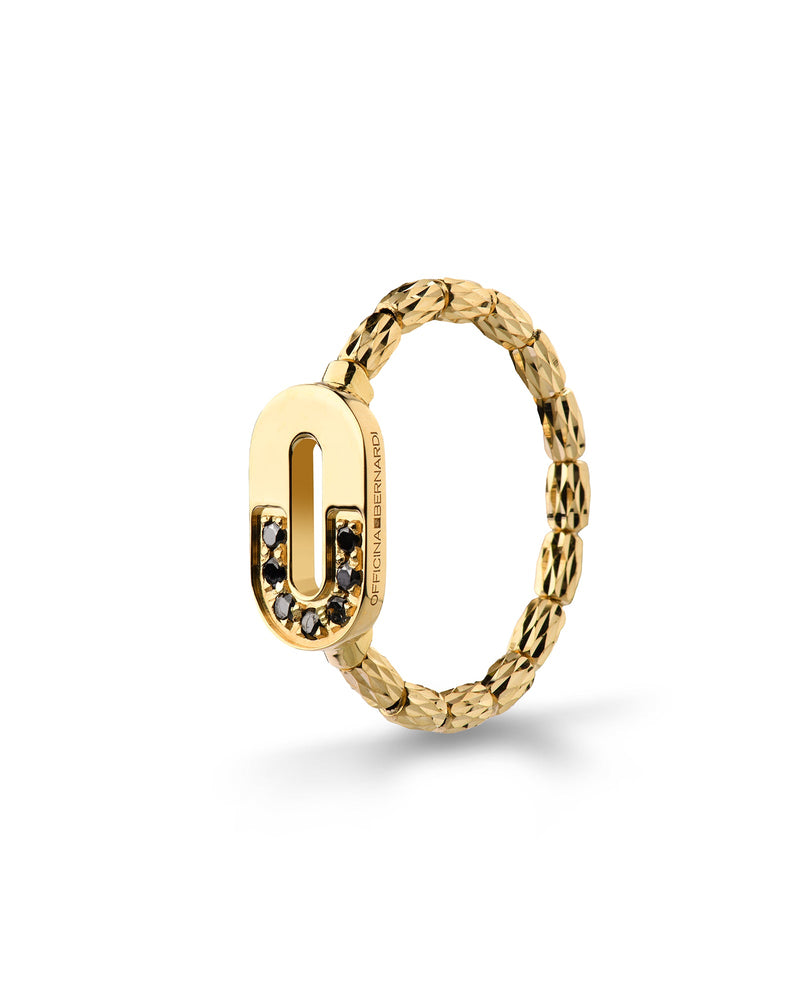 Goddess Element Ring in 18kt Gold and Black Diamonds