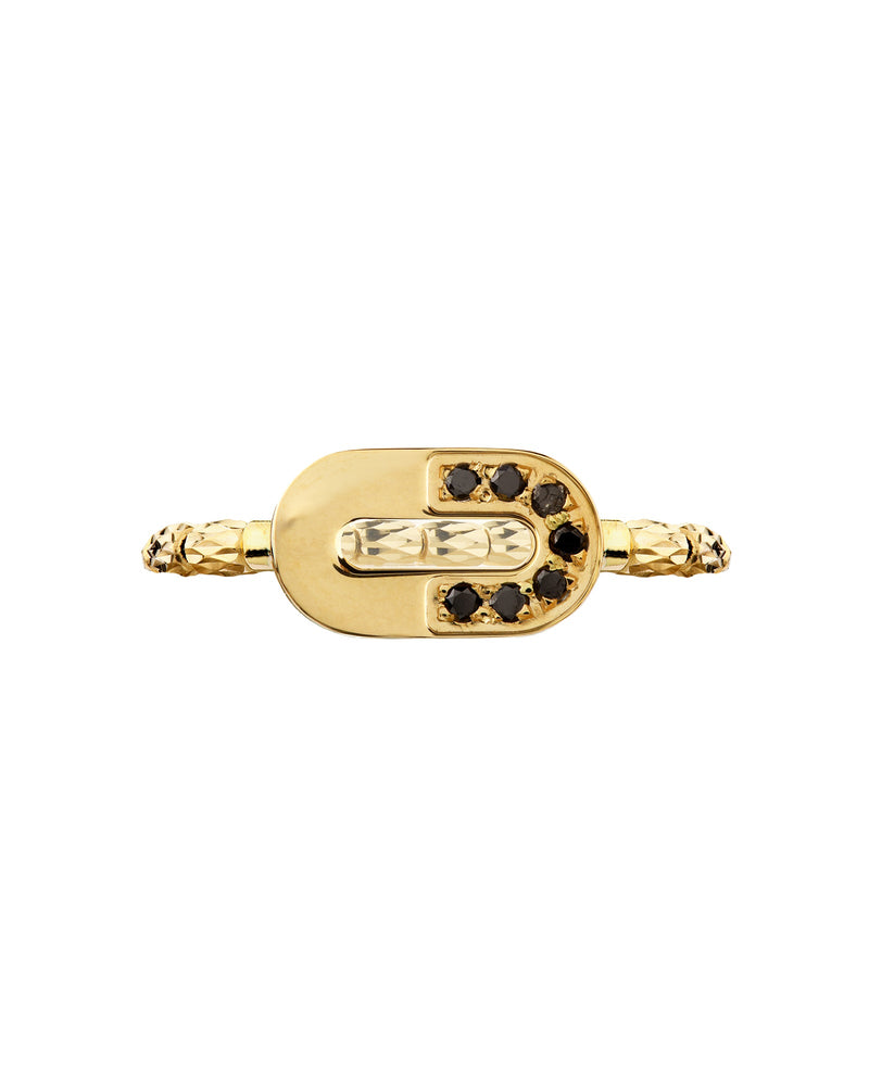 Goddess Element Ring in 18kt Gold and Black Diamonds