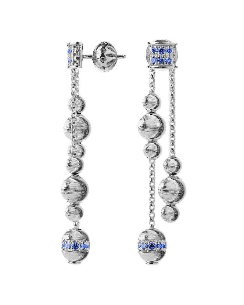 Empire Drop Earrings in 18kt White Gold and Sapphires