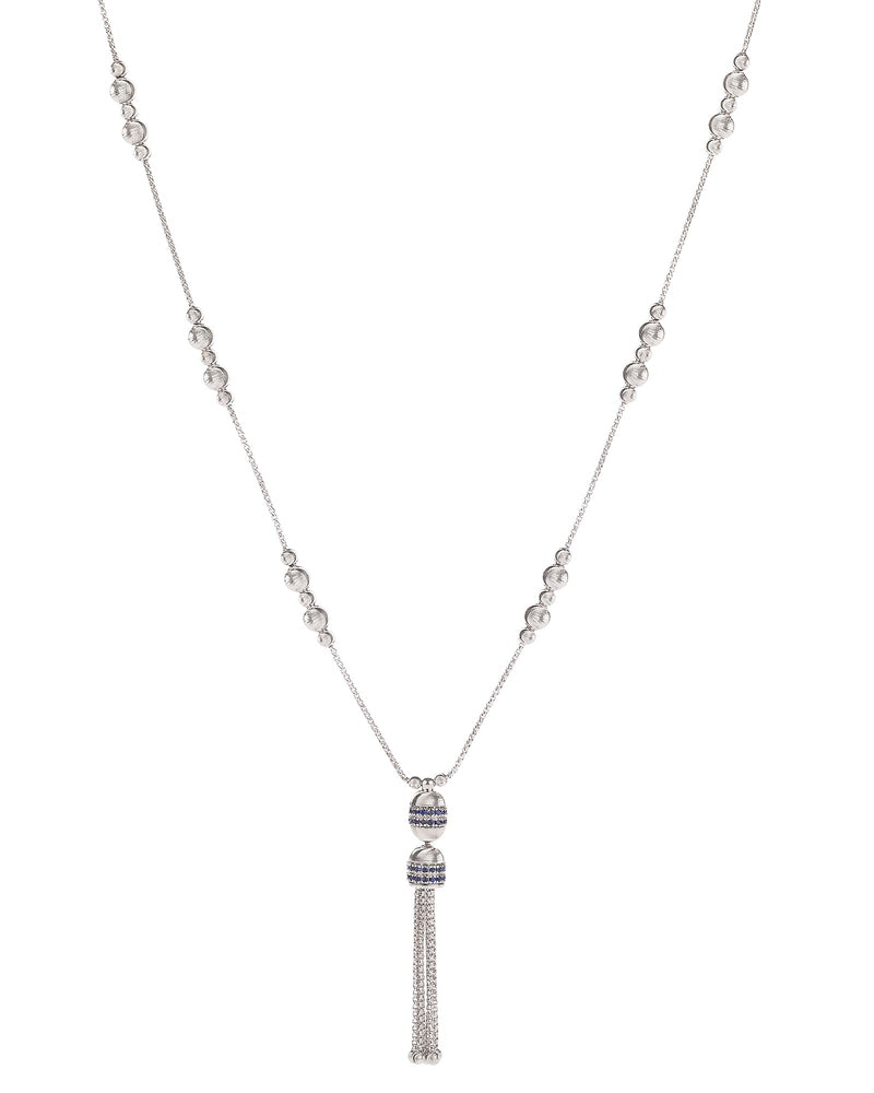 Empire Tassel Necklace in 18kt White Gold and Sapphires