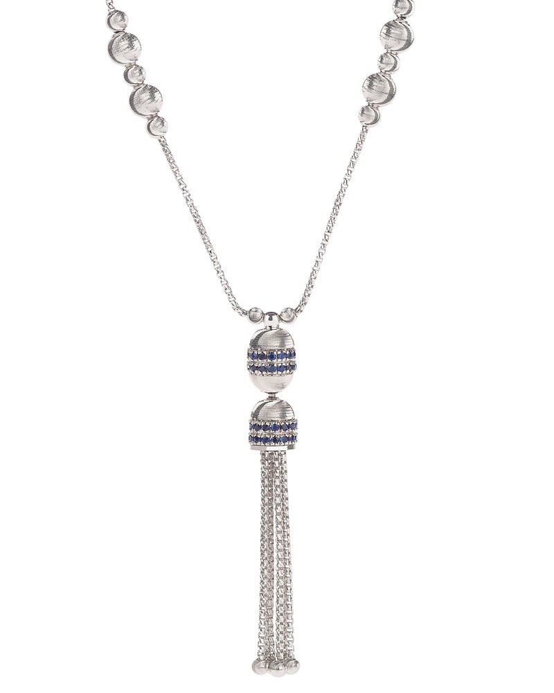 Empire Tassel Necklace in 18kt White Gold and Sapphires