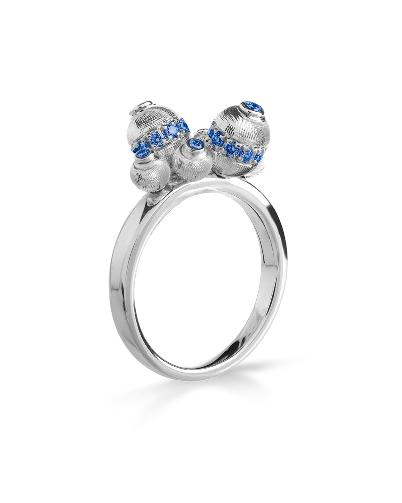 Empire 6 Elements Ring in 18kt White Gold and Sapphires