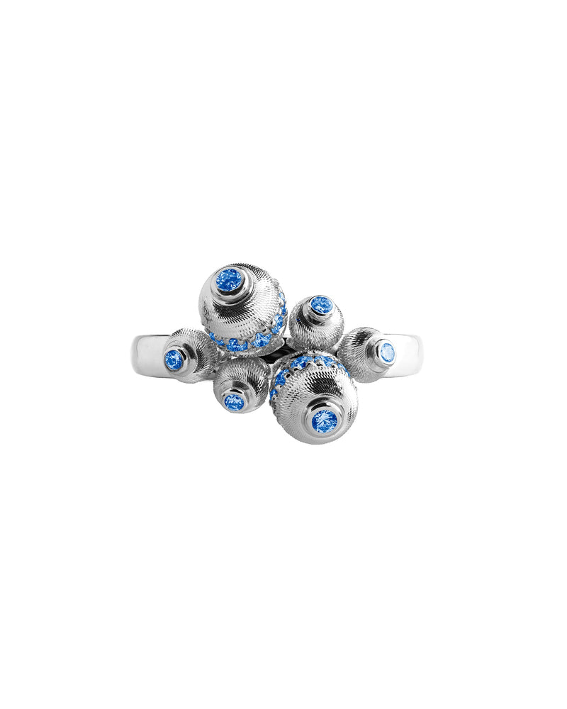 Empire 6 Elements Ring in 18kt White Gold and Sapphires
