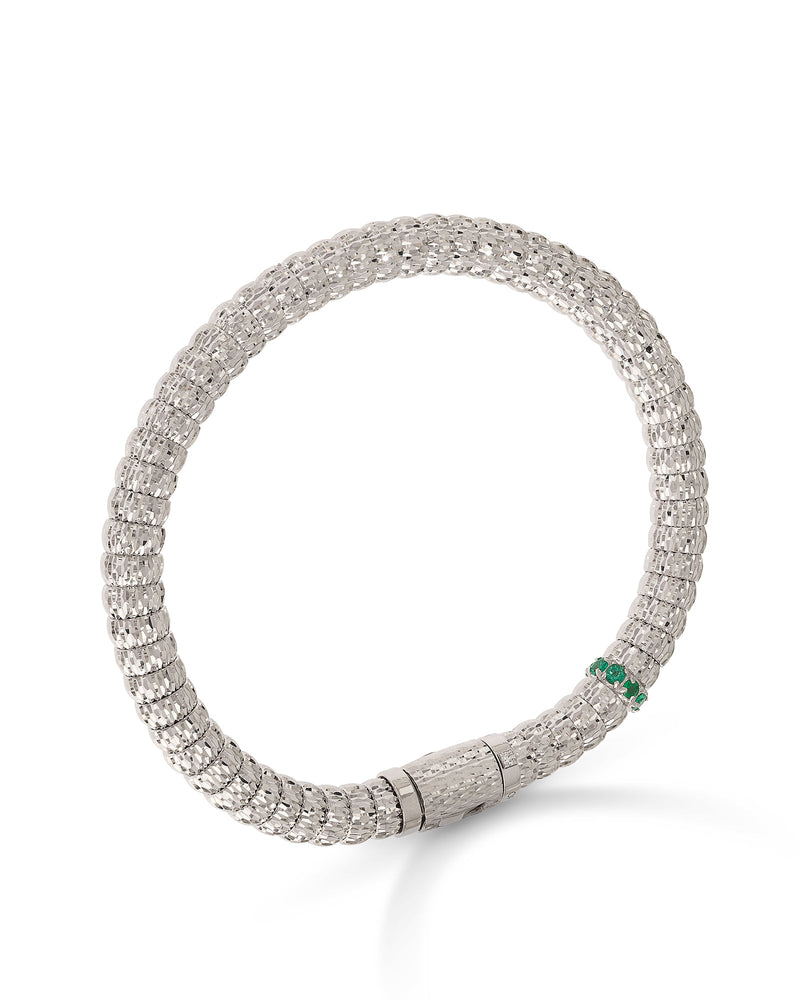 Enigma Bracelet in 18kt White Gold and Emeralds