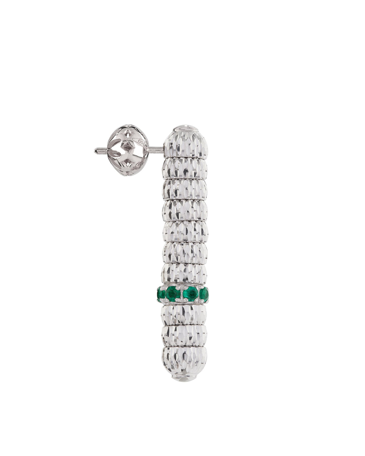 Enigma Drop Earrings in 18kt White Gold and Emeralds