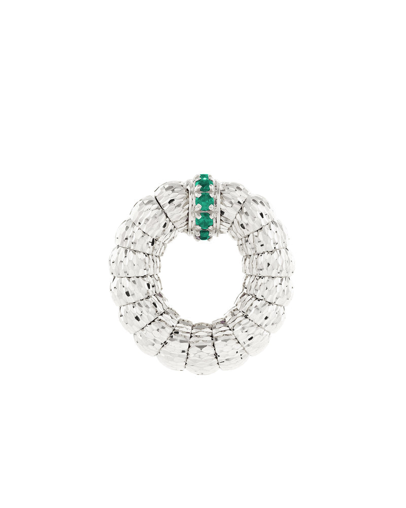 Enigma Earrings in 18kt White Gold and Emeralds
