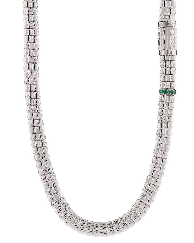Enigma Necklace in 18kt White Gold and Emeralds