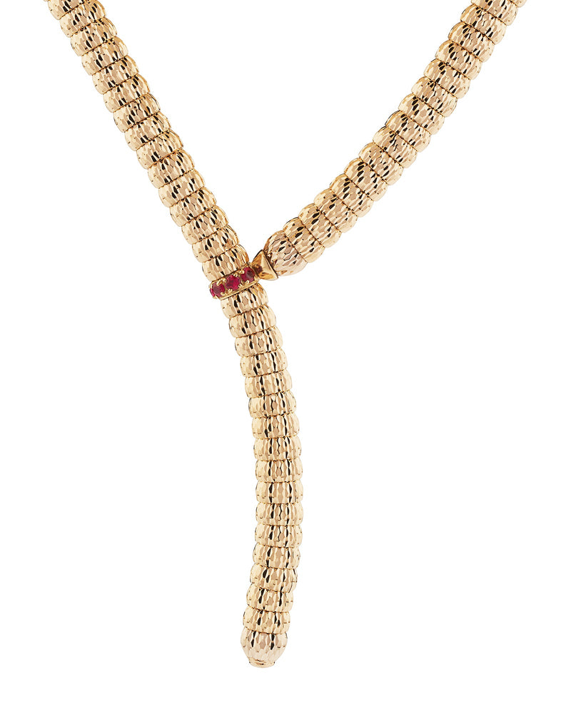 Enigma Y Necklace in 18kt Gold and Rubies