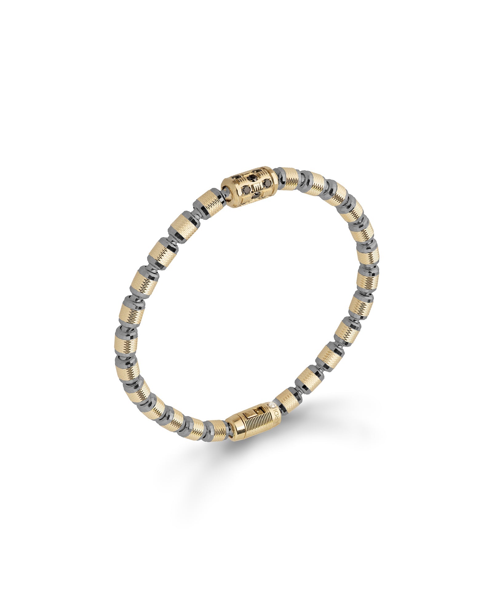 Lumen DC Bracelet in 18kt Gold and Gun Metal with Black Diamonds