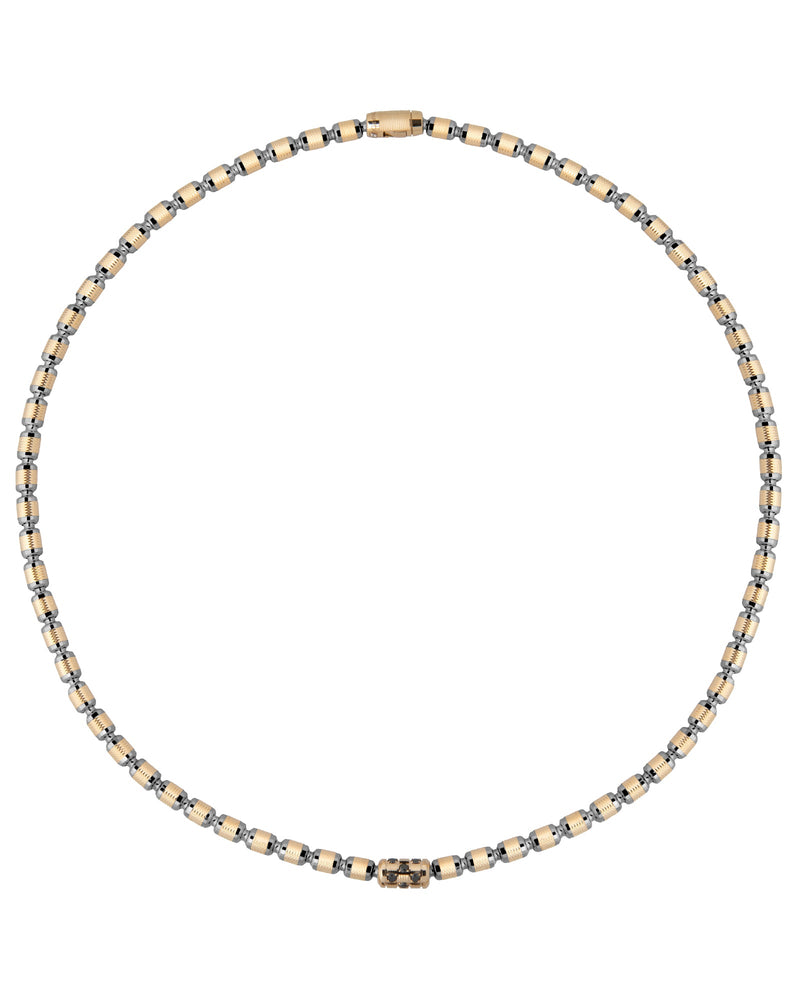 Lumen DC Necklace in 18kt Gold and Gun Metal with Black Diamonds