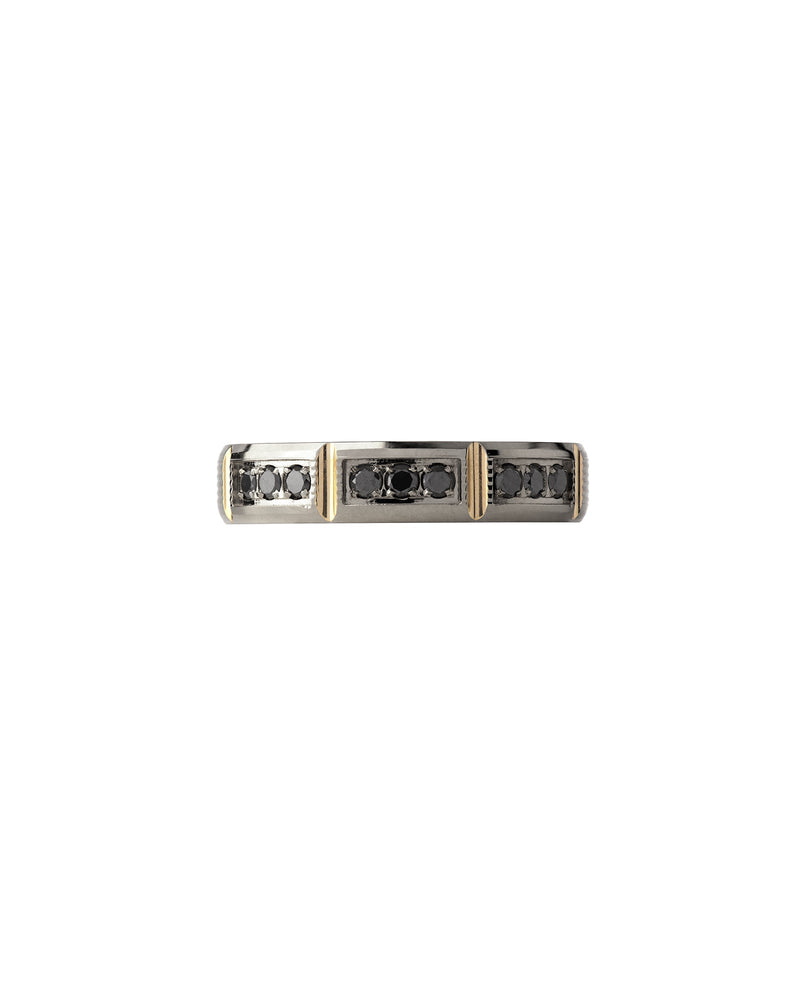 Lumen Ring in 18kt Gold and Gun Metal with Black Diamonds