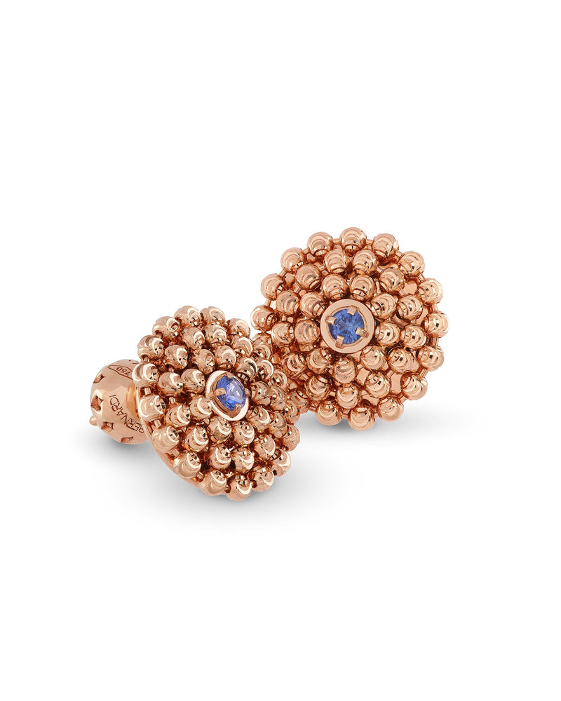 Mimosa Earrings in 18kt Rose Gold and Blue Sapphire