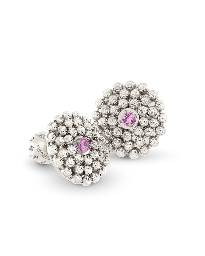 Mimosa Earrings in 18kt White Gold and Pink Sapphires