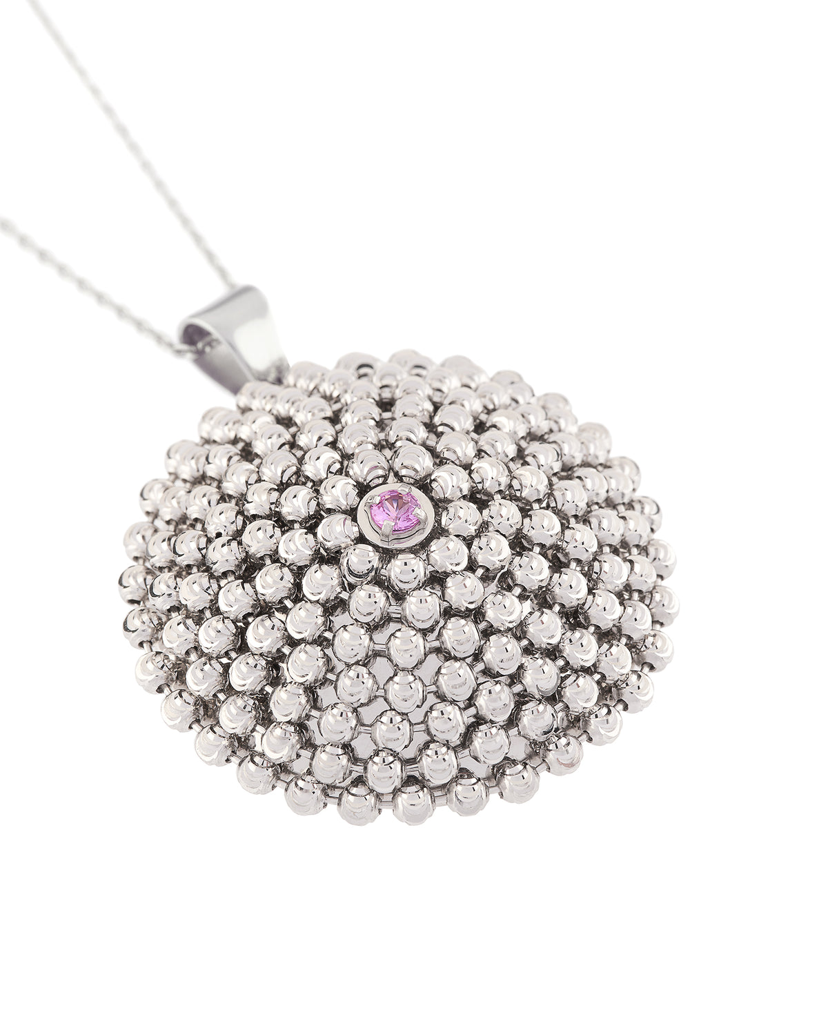Mimosa Large Necklace in 18kt White Gold and Pink Sapphire