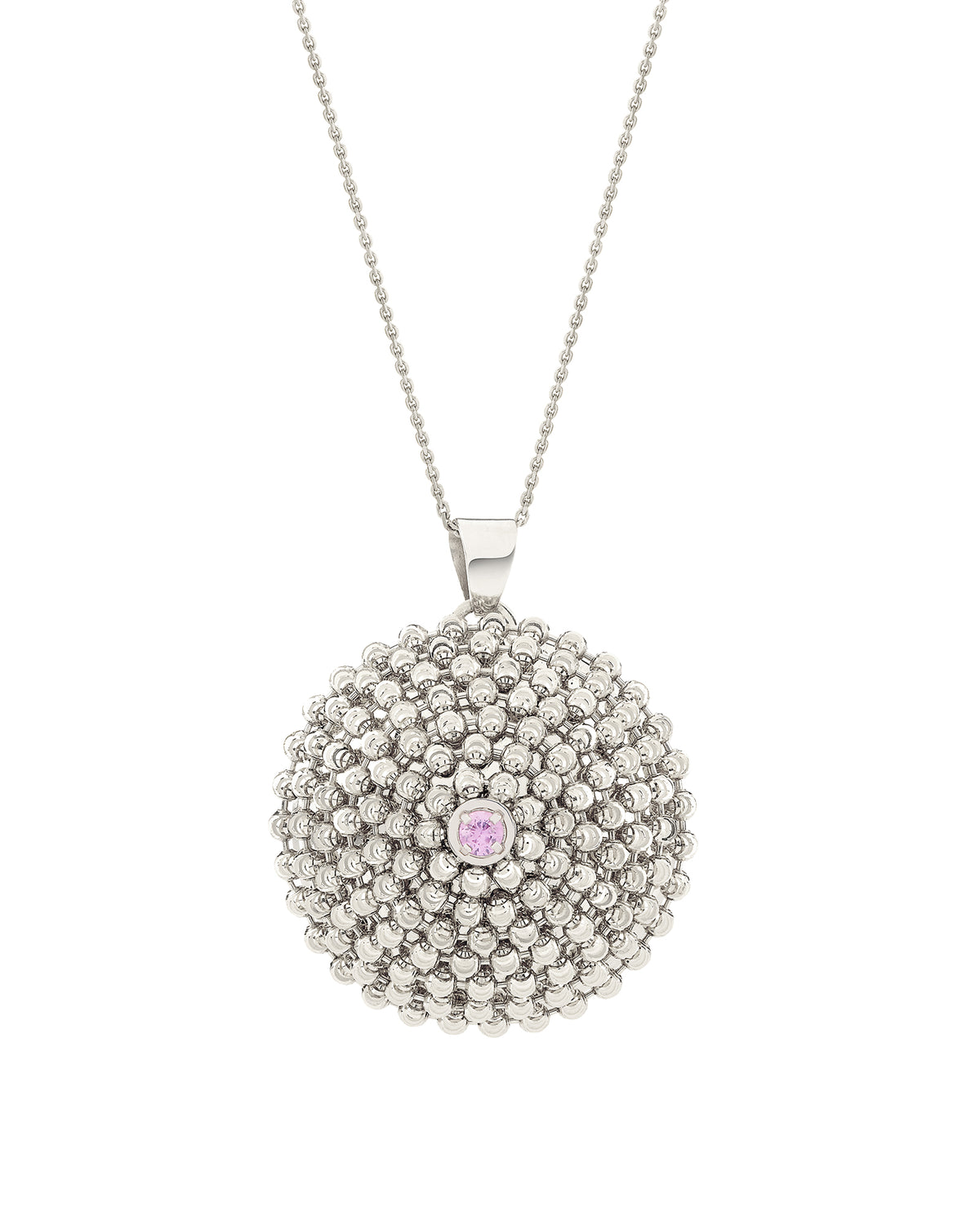 Mimosa Large Necklace in 18kt White Gold and Pink Sapphire
