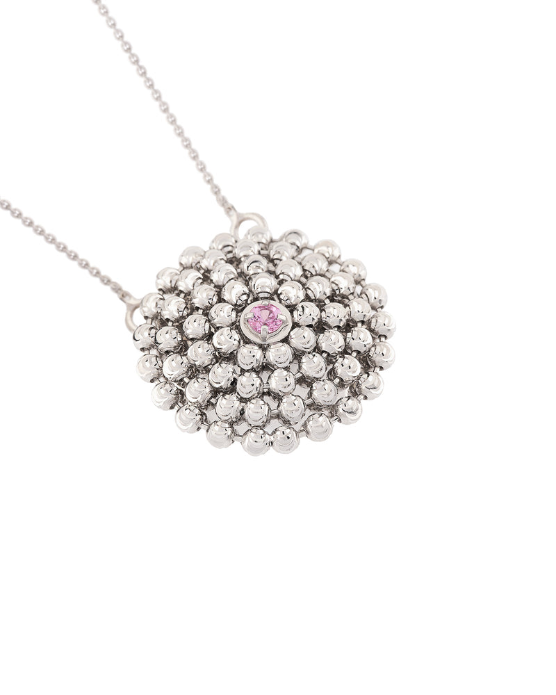 Mimosa Medium Necklace in 18kt White Gold and Pink Sapphire