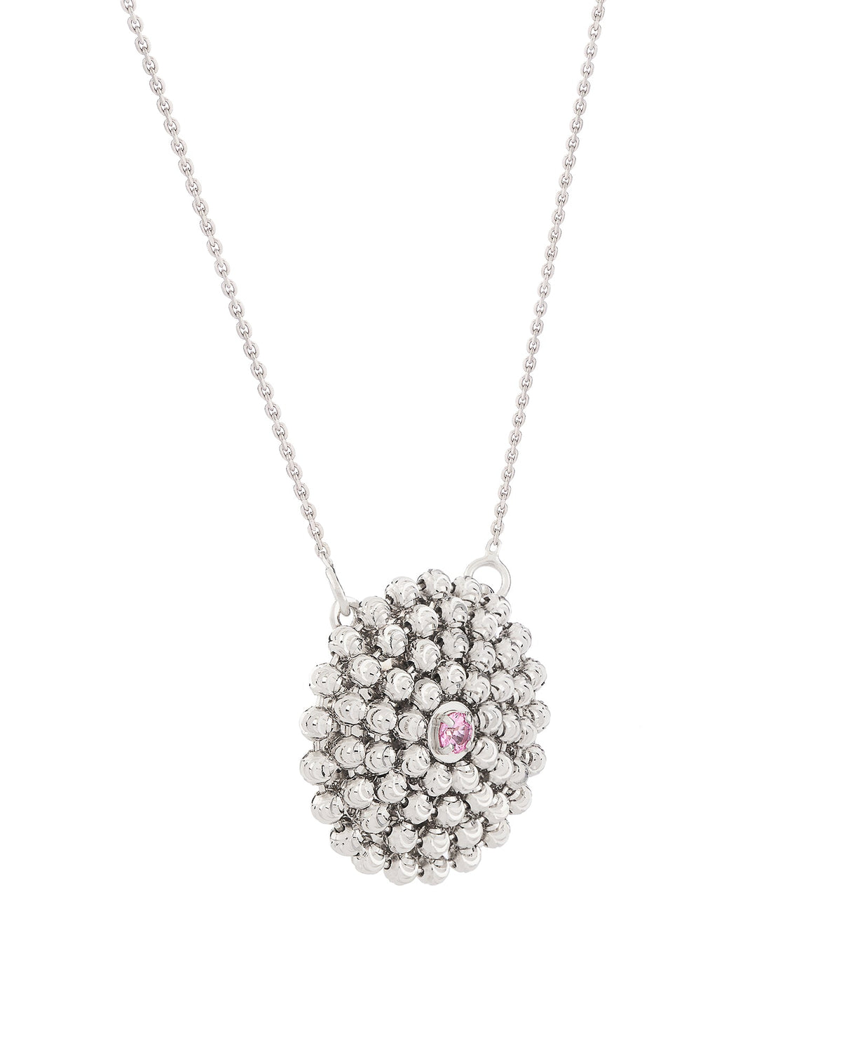 Mimosa Medium Necklace in 18kt White Gold and Pink Sapphire