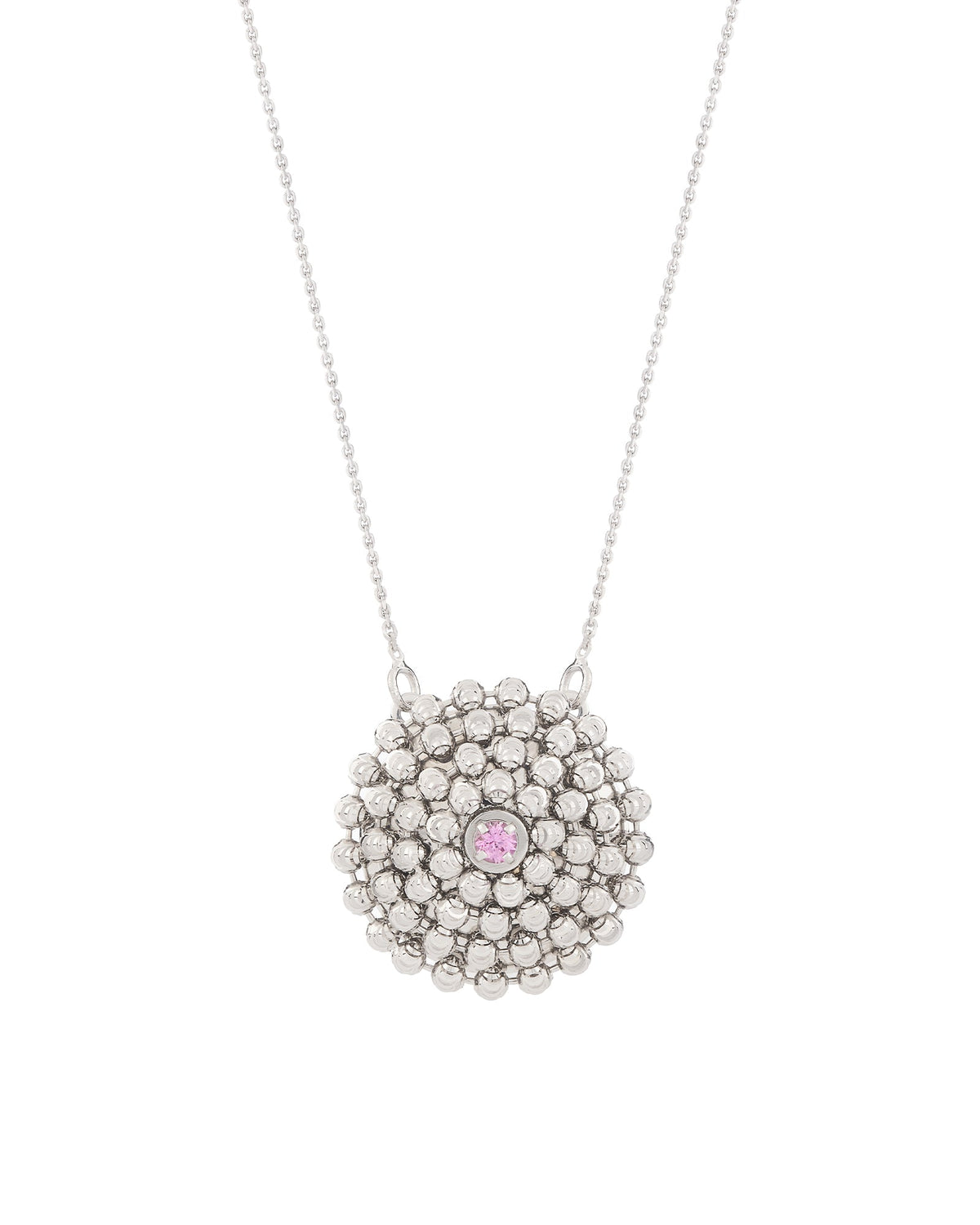 Mimosa Medium Necklace in 18kt White Gold and Pink Sapphire