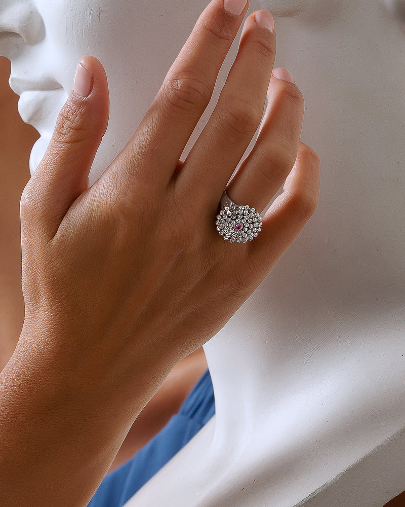 Mimosa Ring in 18kt White Gold and Pink Sapphire