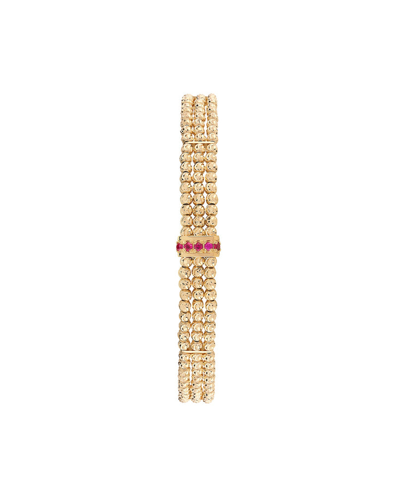 Moon 3 row bracelet in 18kt gold and rubies