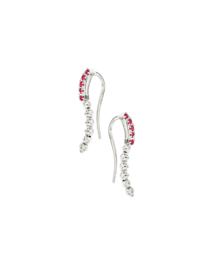 Moon Eden Cuff Earrings in 18kt White Gold and Rubies