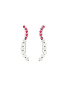 Moon Eden Cuff Earrings in 18kt White Gold and Rubies
