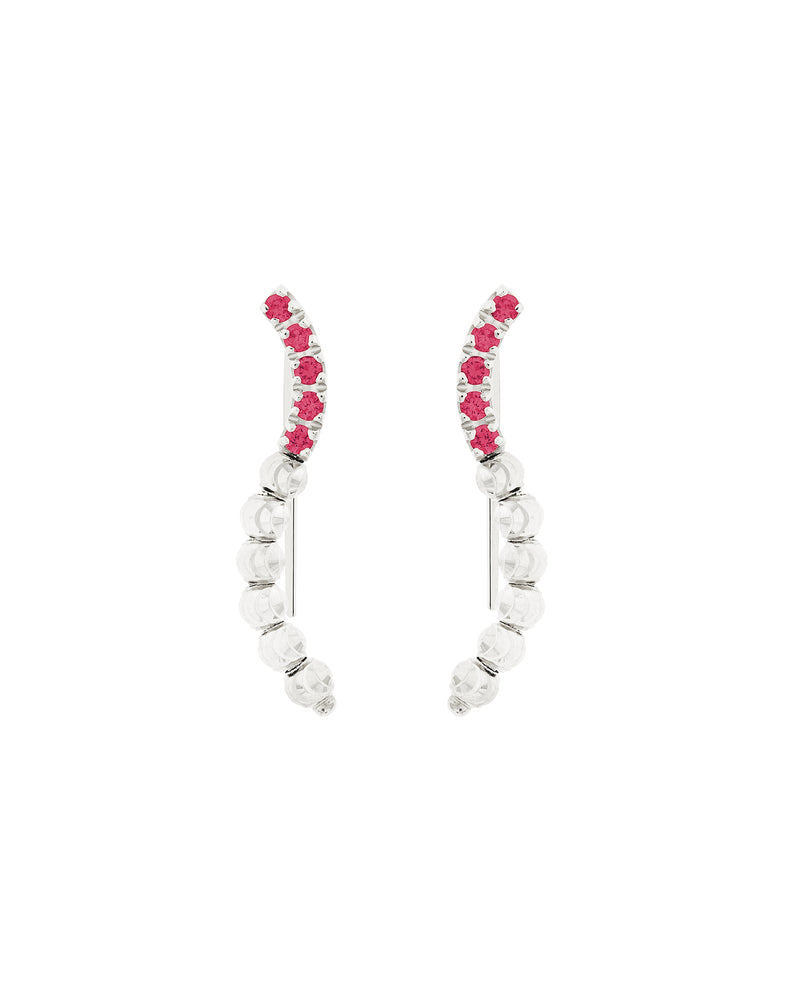 Moon Eden Cuff Earrings in 18kt White Gold and Rubies