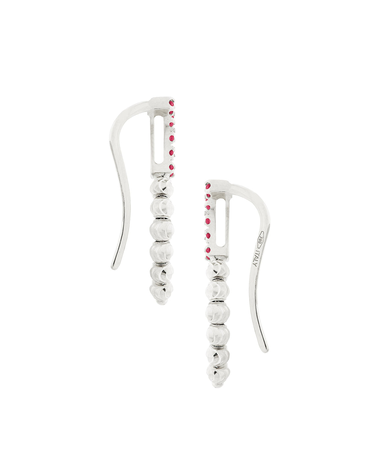 Moon Eden Cuff Earrings in 18kt White Gold and Rubies