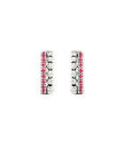 Moon Eden Hoop Earrings in 18kt White Gold and Rubies