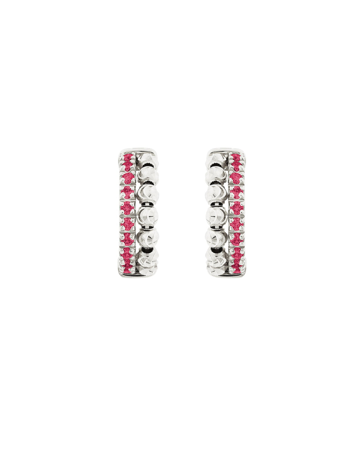 Moon Eden Hoop Earrings in 18kt White Gold and Rubies